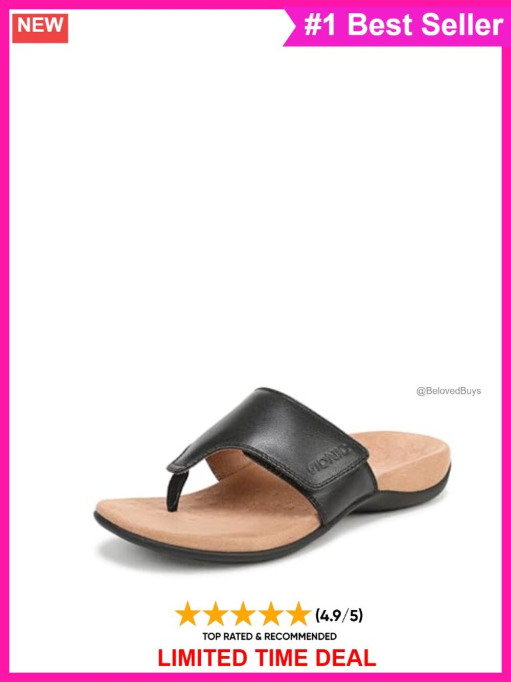 Vionic Renee Thong Sandals Leather Arch Support Flip Flops